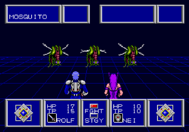 A battle sequence early in the game with just two of the characters.