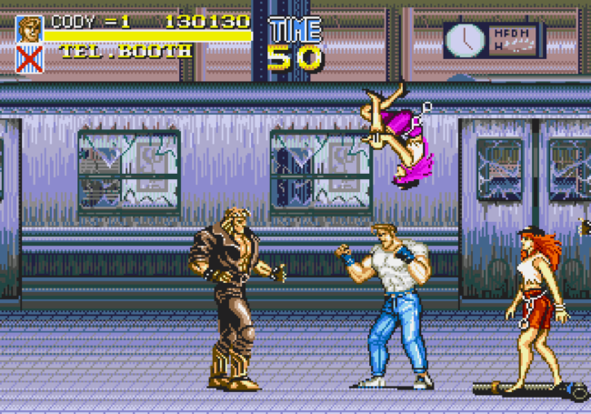 Cody fights enemies in the Subway stage.