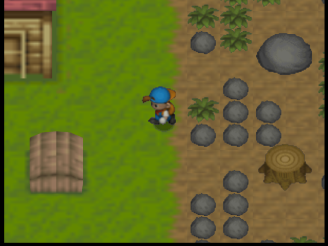 The main character explores the farm in Harvest Moon 64.