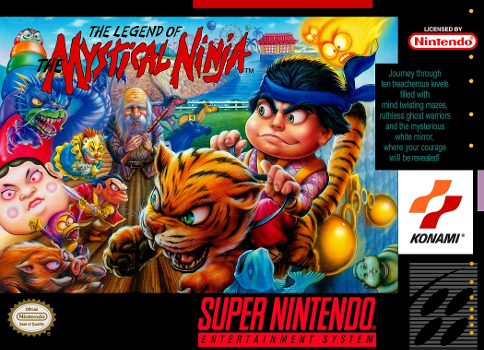 Front cover for Legend of the Mystical Ninja on the Super Nintendo.