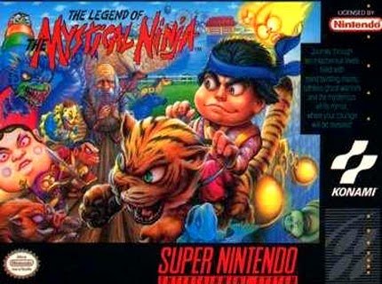 Front cover for the Legend of the Mystical Ninja on the Super Nintendo Entertainment System.