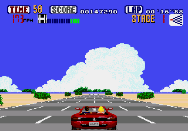 An early stretch of track in OutRun.
