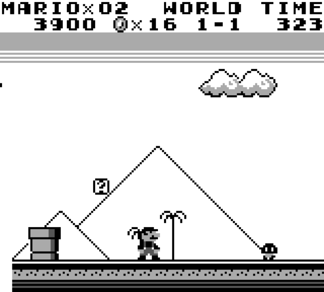 Mario in an Egyptian themed stage in Super Mario Land.