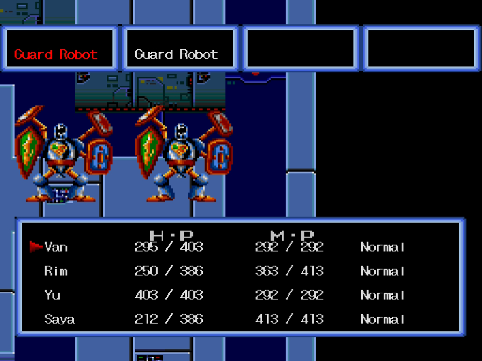 A battle against robotic enemies.