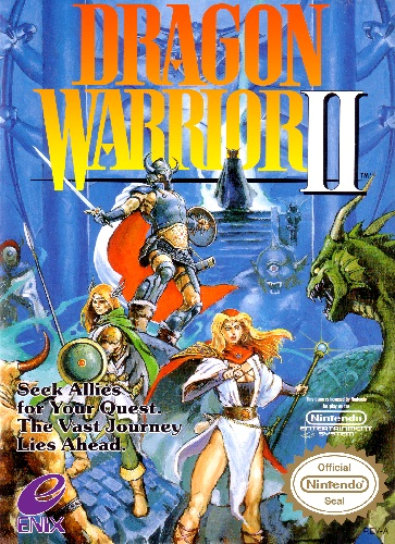 The front cover for Dragon Warrior II on the Nintendo Entertainment System.