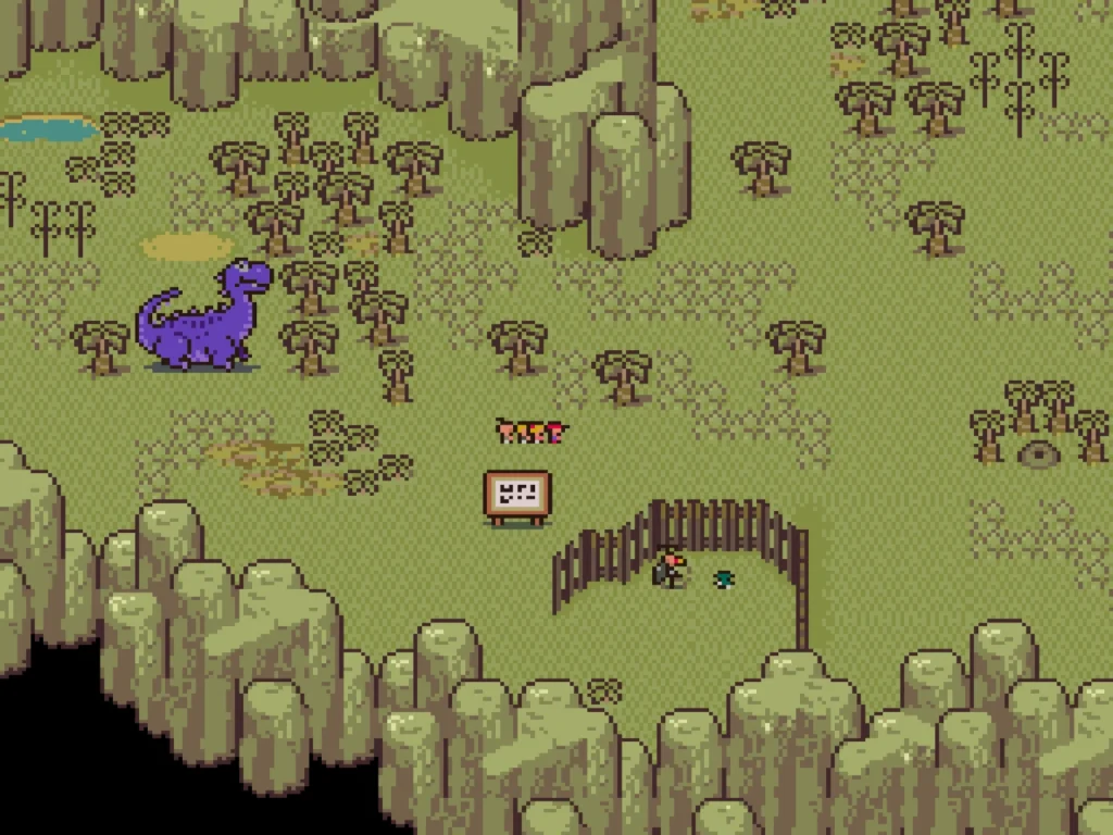 The characters appear small in an overhead map based on pre-history.