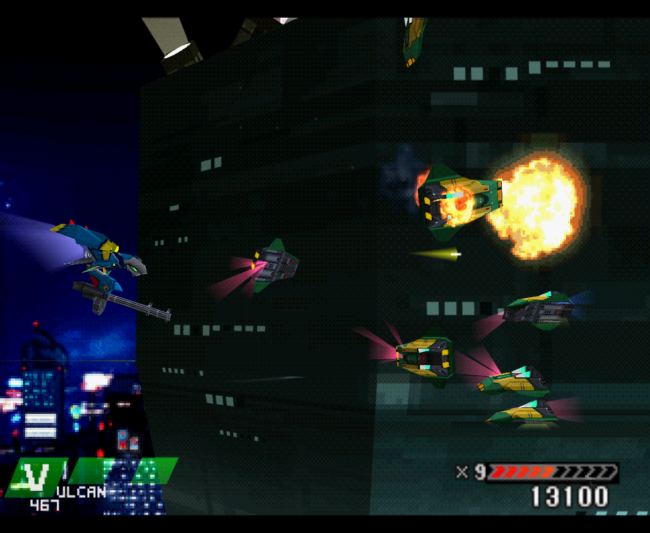 Blowing up enemies in one of the early stages.