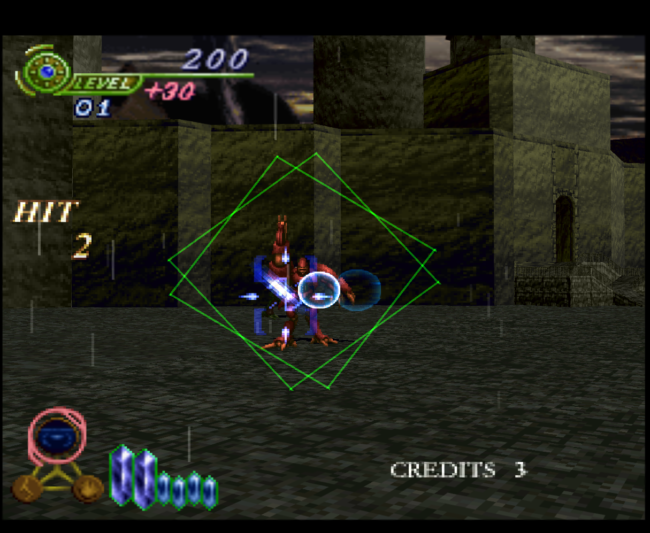 Shooting enemies in the first stage.