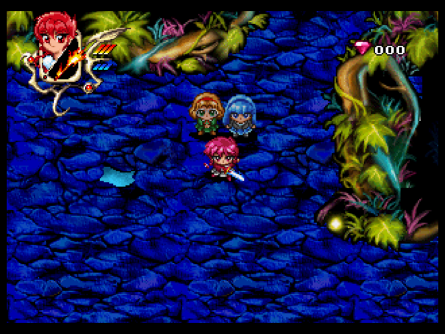 Fighting in the forest dungeon.