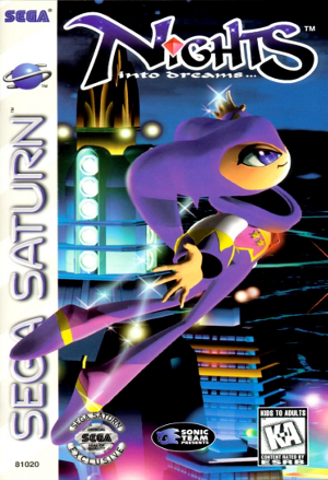 Front cover for Nights into Dreams for the Sega Saturn.