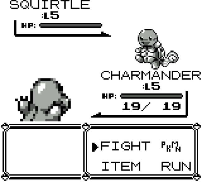 A battle with a Charmander and a Squirtle.