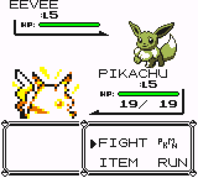 Battling against the rival in the beginning of the game.