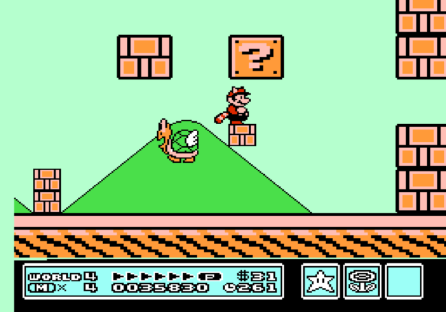 Giant enemies and blocks in the giant world.