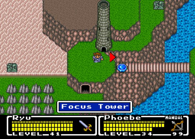Exploring the world map in Final Fantasy: Mystic Quest.