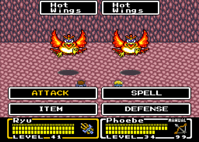 A typical battle screen in the game.