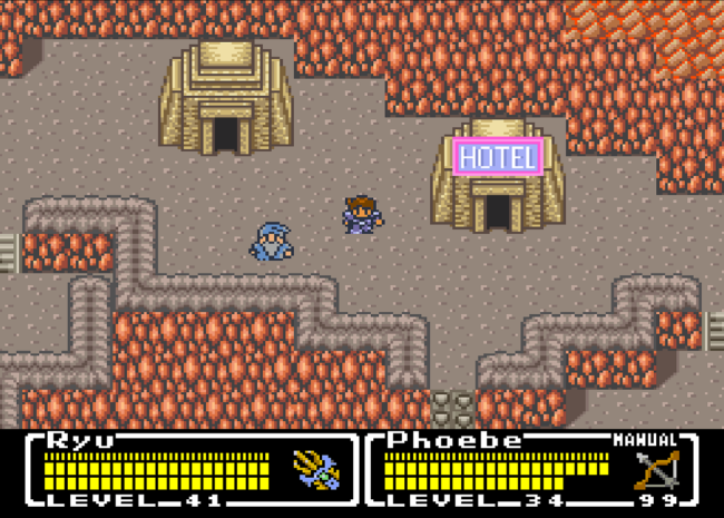 The town of Fireburg in Mystic Quest.