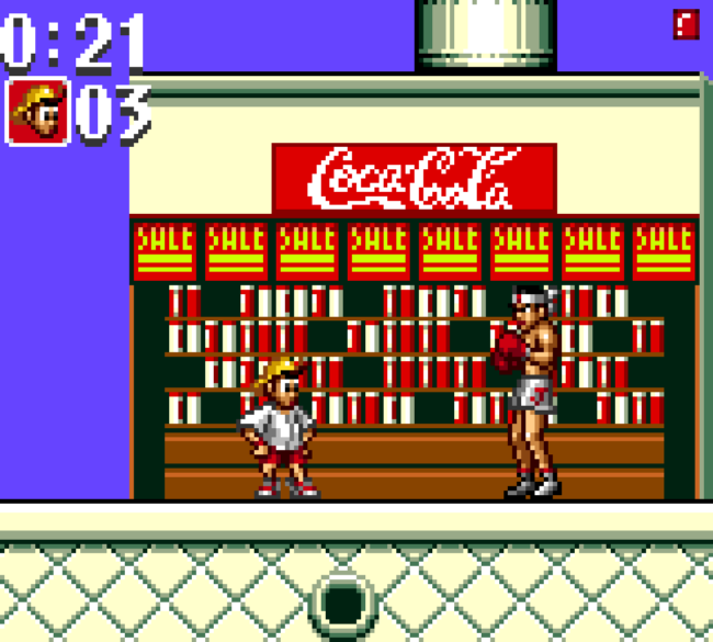 The Coca Cola Kid works his way through an outdoor area in the game.