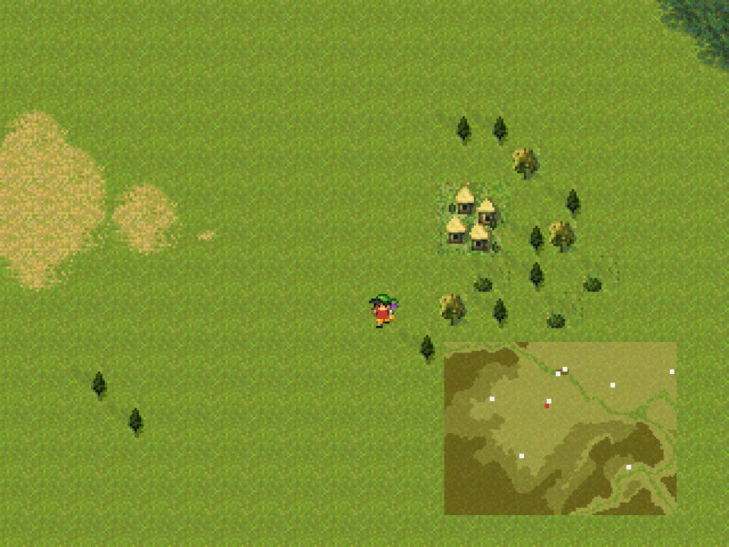 A small avatar representing the main character as the player explores the world map.