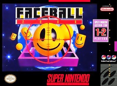 Front cover for Faceball 2000 on the Super Nintendo Entertainment System.