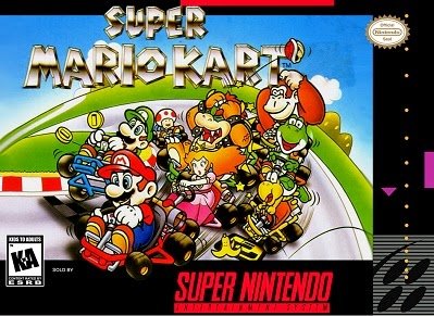Front cover for Super Mario Kart on the Super Nintendo.