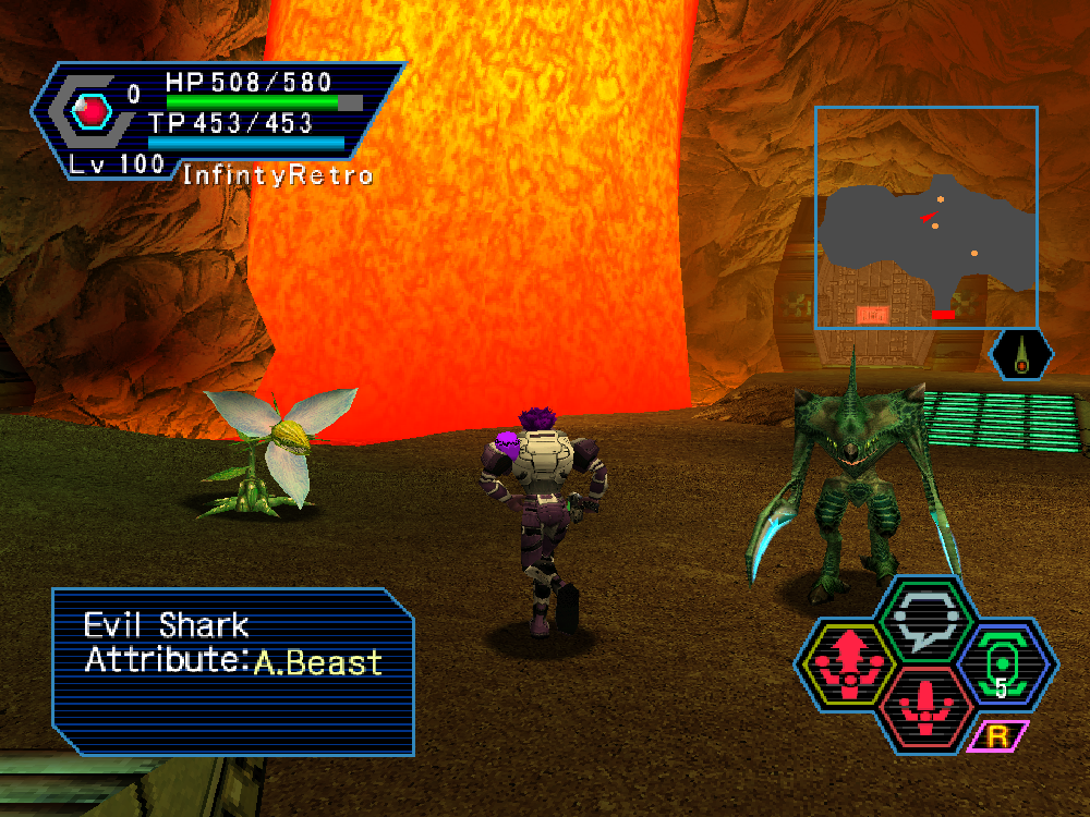Two enemies approach the player's character in the Caves stage.