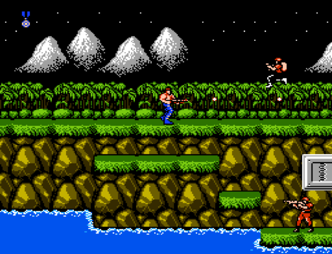 The first level in the original Contra.