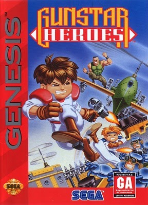 Front cover for Gunstar Heroes for the Sega Genesis.