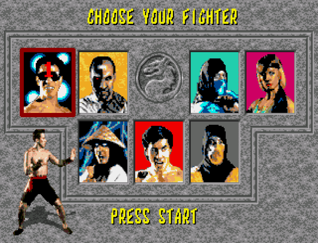 The character select screen in Mortal Kombat for Sega CD.