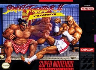 Front cover for Street Fighter II: Turbo for the Super Nintendo.