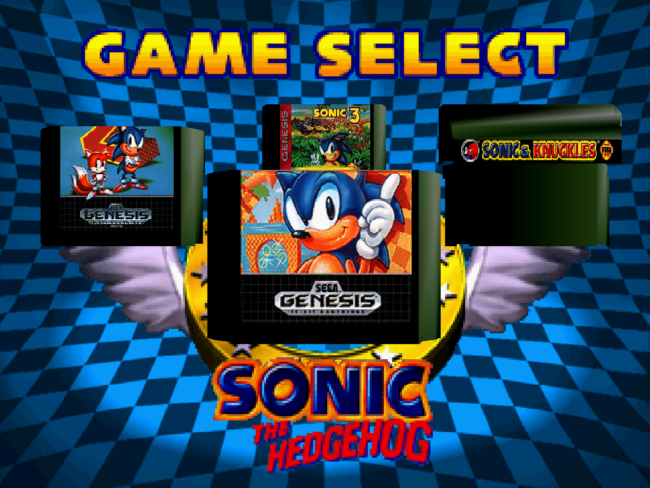 The game select screen in Sonic Jam.