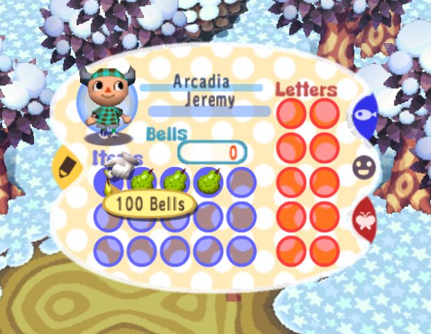 The player looks at the item management interface.
