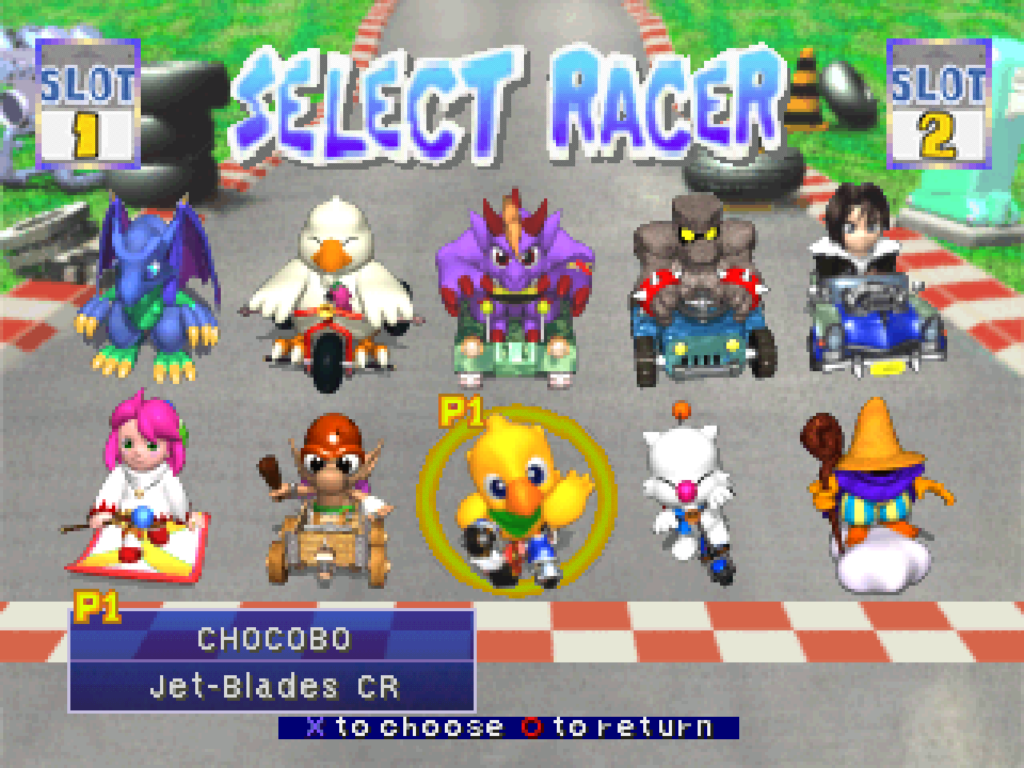 The player select screen depicting all of the unlocked characters.