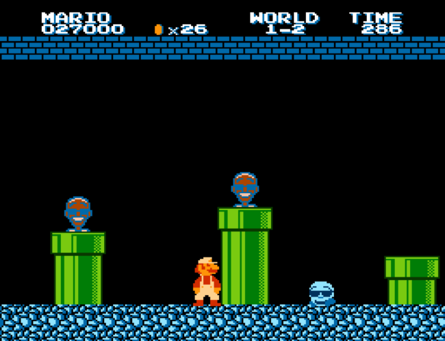 The new piranha plants in the original underground stage.