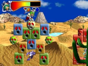 The main character Marina directs a robot through the desert using her rocket boosters.