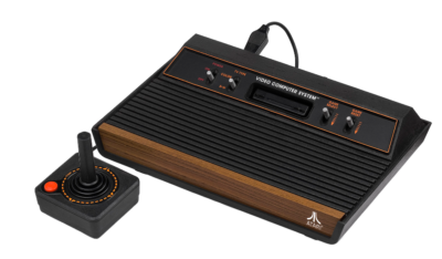 The Atari 2600 console with one controller attached.
