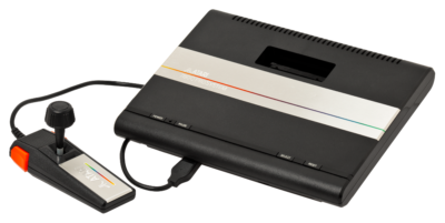 The Atari 7800 console with one controller plugged in.