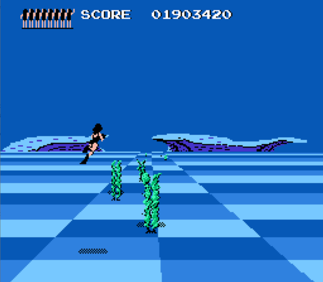 The protagonist swims through an underwater area.