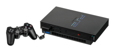 Sony PlayStation 2 console with one controller attached.