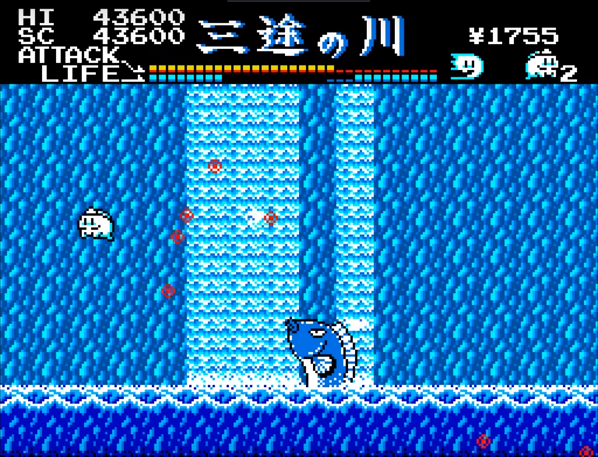Mr. Ghost battles against a fish in an aquatic stage.