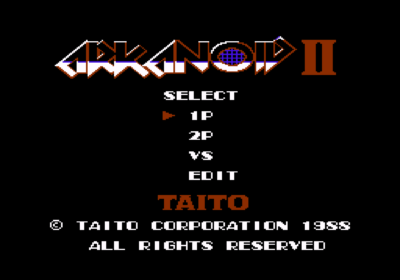 The title screen for Arkanoid II.