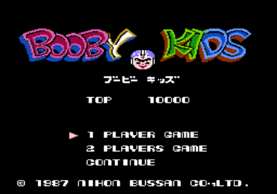 Title screenshot for the Nintendo Famicom game Booby Kids.