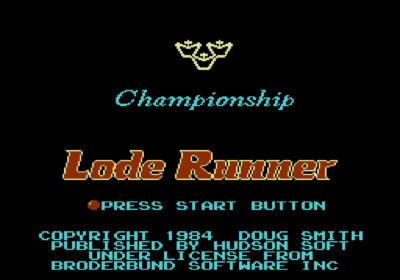 Title screen for the NES import Championship Lode Runner.