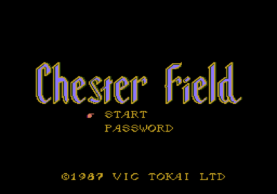 Title screen for the Famicom game Chester Field - Ankoku Shin Heno Chousen.
