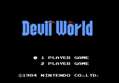 Title screen for the NES import game Devil World.