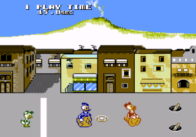 The second screenshot, depicting a sack race, of Donald Duck.