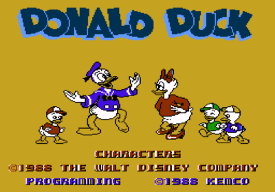 The title screen for the Famicom import game Donald Duck.