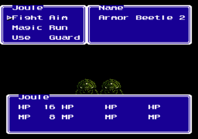 A screen in a battle in Double Moon Densetsu.