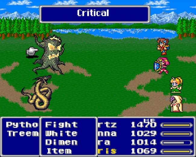 A battle in Final Fantasy V on the second planet.