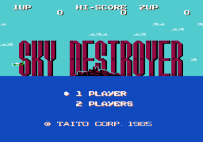 The title screen for the NES import Sky Destroyer.