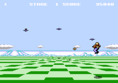 The second screenshot for the game Space Harrier on the Famicom.
